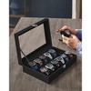 12-Slot Watch Box,  2-Layer PU Display Case Watch Holder Organizer with Large Glass Lid - 3 of 4
