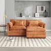 76.77'' Chenille Double Sofa with Removable Armrests L-Shaped Sectional Sofas, Footstool, and Convenient Side Pockets - 3 of 4