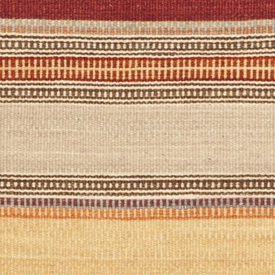 Handmade Red and Beige Wool Striped Kilim Rug