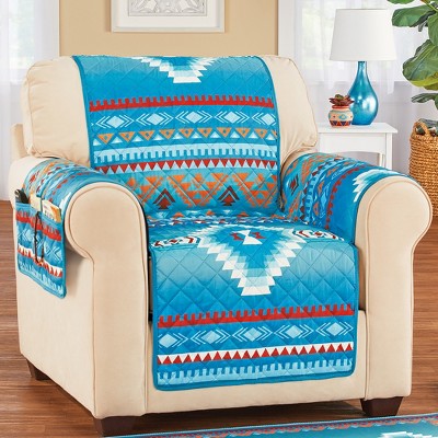 Turquoise Quilted Southwest Aztec Chair Furniture Cover