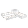 TIRAMISUBEST Twin Size L-Shaped Platform Bed with Trundle, 2 Drawers and Bulit-in Desk, Double Corner Beds, Two Shared Beds - 4 of 4