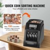 VEVOR USD Coin Sorter, Coin Counter Machine for 4 Kinds of USD Coins, Coin Sorter and Wrapper Machine Holds up to 200 Coins, Black - 3 of 4