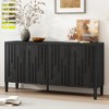 Clihome 59.8" Modern Farmhouse Linear Design Sideboard, 4-Door Ash Veneer Storage Cabinet with Hidden Handles - 3 of 4