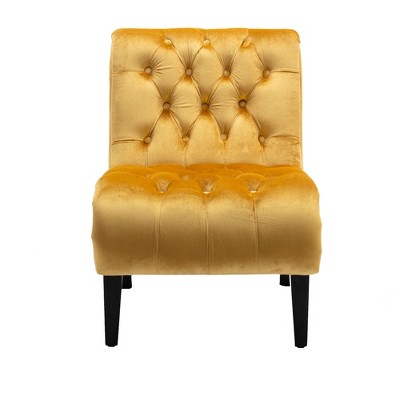 NicBex Armless Accent Chair with Tufted Button Back Modern Upholstered Velvet Sofa Chair with Wood Legs for Bedroom,Living Room