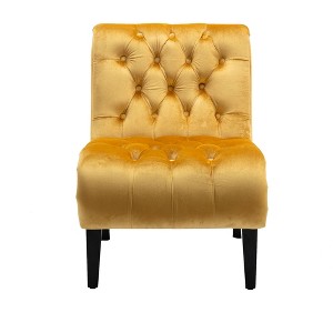 NicBex Armless Accent Chair with Tufted Button Back Modern Upholstered Velvet Sofa Chair with Wood Legs for Bedroom,Living Room - 1 of 4