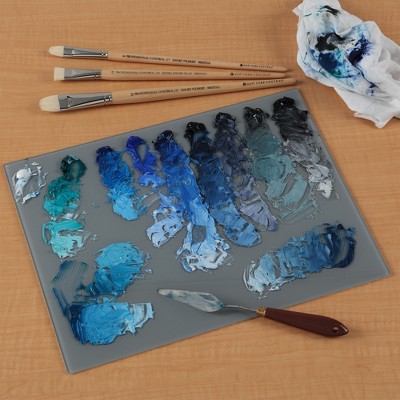 New York Central Grey Tempered Glass Palette 12x16" Tabletop Rectangle