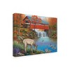 Canvas Wall Art - John Zaccheo 'Life by the Covered Bridge' Wall Art for Living Room, Bedroom, or Office Décor by Trademark Fine Art - 19 x 19 Inches - 2 of 4
