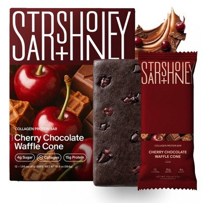 Stars + Honey Collagen Cherry Chocolate Waffle Cone Protein Bars - 15g Protein - 8.3oz/5pk