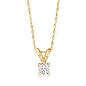Ross-Simons 0.25 Carat Diamond Solitaire Necklace in 14kt Yellow Gold Size 18 - 1 of 3
