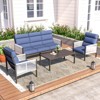 COWLOWN 4 Piece Blue Aluminum All Weather Modern Sectional Patio Furniture Set with Plush Thick Cushions - 2 of 4
