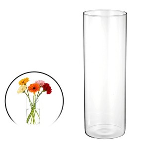 Unique Bargains Glass Bouquet Floating Candle Decorative Cylinder Vase Clear - 1 of 4