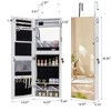 VECELO Jewelry Cabinet, Wall/Door Mounted Lockable Full-Length Mirrored Jewelry Cabinet, Interior Mirror and Makeup Light, White - 3 of 4
