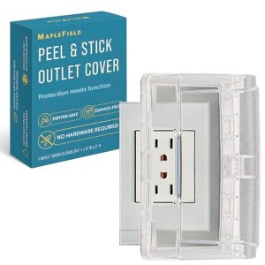 Maplefield Peel 'n' Stick Clear Outlet Cover, Splash Proof Outlet Cover, Hinged Cover for Single Stack US Outlets - 6.3" x 5" - 1 of 4