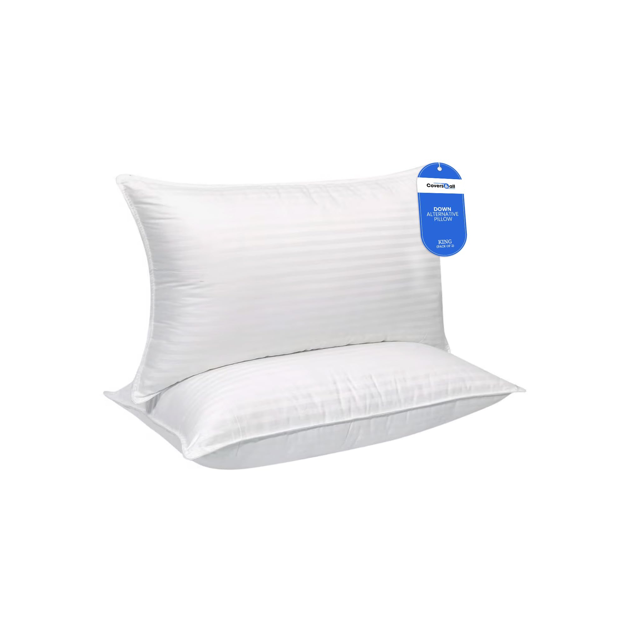 Covers&All Down Alternative Pillows Queen Size Set of 2, Pillows For Sleeping, King, White