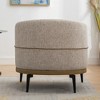 Lyngins Two-Tone Linen & PU Leather Barrel Chair, Upholstered Accent Chair with Metal Legs & Wrapped Cushions, Modern Sofa Chair/Armchair - 3 of 4