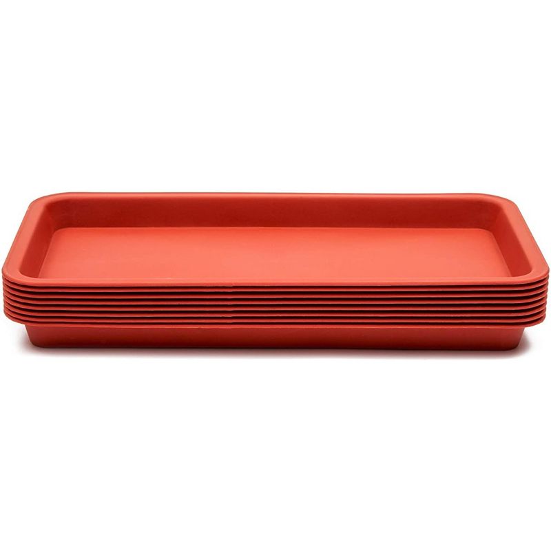 Juvale 8 Pack Plastic Plant Drip Trays for Pots, Rectangular Saucer Pans for Planters and Water Drainage, Indoors, Outdoors, Terracotta Red, 6.5x12 in, 4 of 9