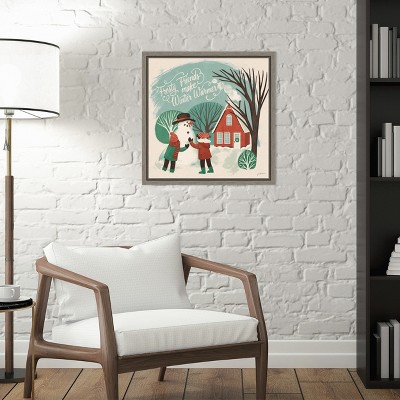 Winter Bliss Snowman Canvas Print with Greywash Frame