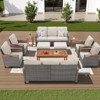 Buenhomino 11-Piece Outdoor Patio Set – 4 Single Chairs, 2 Sofas, 2 Side Tables, 2 Ottomans & Coffee Table, Wicker with Cushions, Beige - 2 of 4