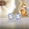 BRINJOY 2 Carat Moissanite 4 Prong Solitaire Stud Earrings in 18k White Gold Plating for Women - 3 of 4