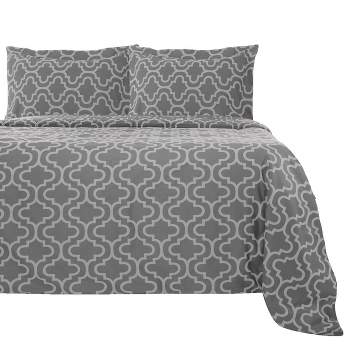 Cotton Flannel Solid or Trellis Heavyweight Duvet Cover Set with Matching Pillow Shams by Blue Nile Mills