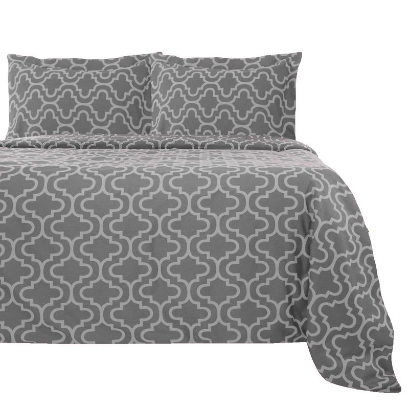Cotton Flannel Solid or Trellis Heavyweight Duvet Cover Set with Matching Pillow Shams by Blue Nile Mills, 1 of 5