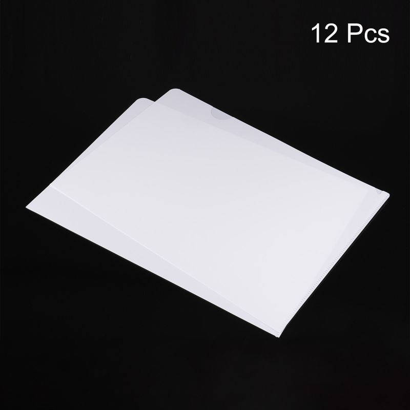 Unique Bargains L Type Folders File Project Pockets Clear Paper Document Jacket Sleeve for Office 12 Pcs, 3 of 5