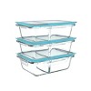 Glass Food Storage Containers-3, Two Compartment Portion Control Meal Prep Glassware with Snap Shut Lids-Microwave, Dishwasher Safe by Hastings Home - 3 of 4