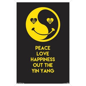 Trends International Peace Love Happy Framed Wall Poster Prints - 1 of 4