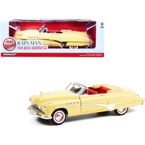 1949 Buick Roadmaster Convertible Charlie Babbitt's Yellow w/Red Interior Rain Man 1988 Movie 1/18 Diecast Model Car Greenlight - 1 of 3
