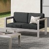 Christopher Knight Home Aviara Outdoor Loveseat with Cushions Aluminum Silver/Charcoal - 2 of 4