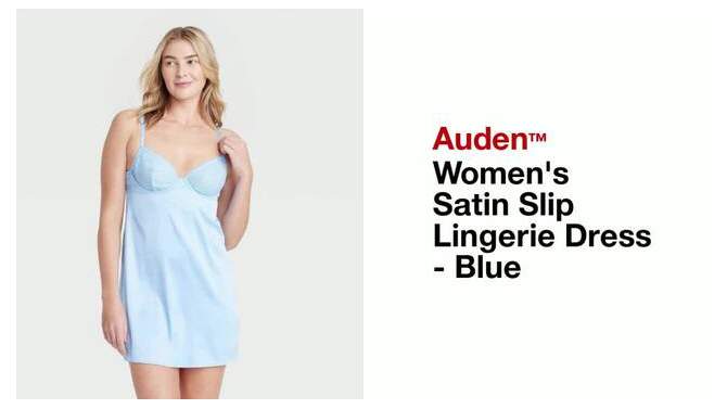 Women's Satin Slip Lingerie Dress - Auden™ Blue, 2 of 6, play video