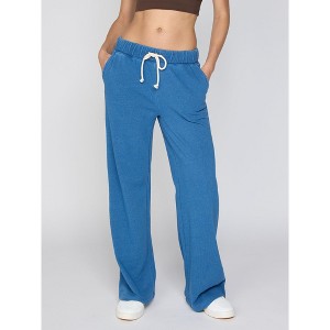 Med Wash Denim Wide-Leg Athleisure Pants - 1 of 4