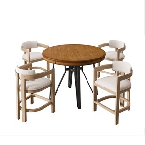 Christopher Knight Home Lily Modern 5pc Metal and Rubberwood Counter Height Dining Set Brown - 1 of 4