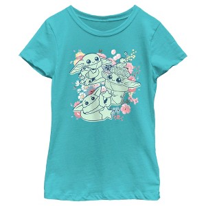 Girl's Star Wars: The Mandalorian Spring Cute Grogu Sunday Surprise T-Shirt - 1 of 4