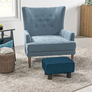 NicBex Linen Ottoman Foot Stool,End of Bed Bench with Plastic Legs,Versatile Foot Rest for Bedroom,Living Room Furniture,Blue - 1 of 4