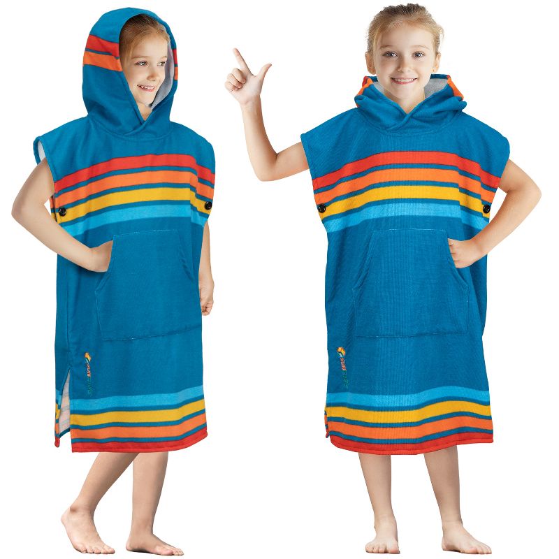 SUN CUBE Kids Changing Robe Surf Beach Towels, Quick Dry Wearable Towel Hood Pocket, Wetsuit Changing Cape for Toddler Boys Girls 3-8, 1 of 8