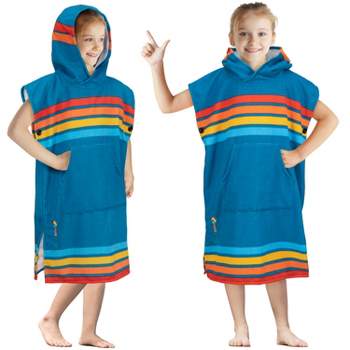 SUN CUBE Kids Changing Robe Surf Beach Towels, Quick Dry Wearable Towel Hood Pocket, Wetsuit Changing Cape for Toddler Boys Girls 3-8
