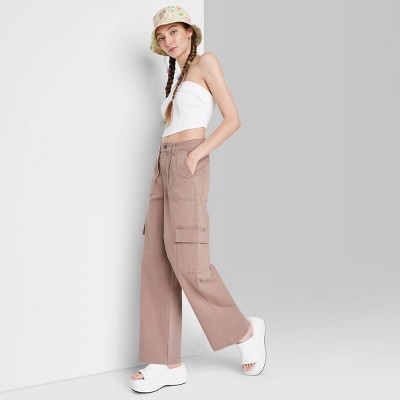 Women's High Waisted Straight Fit Cargo Pants