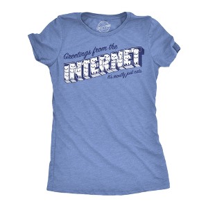 Womens Funny T Shirts Greetings From The Internet Its Mostly Cats Tee For Ladies - Crazy Dog Women's T Shirt - 1 of 4