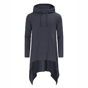 Men's Hooded Cloak Casual Long Pullover Hoodie Cape Hip Hop Sweatshirt with Pocket - 1 of 4