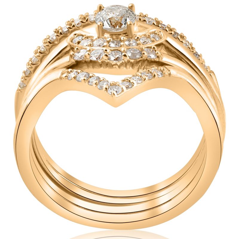 Pompeii3 1/2ct 4-Ring Stackable 10k Yellow Gold Diamond Solitaire Wedding Engagement Set, 2 of 5