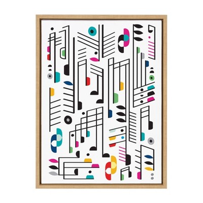 18" x 24" Sylvie Music Notes Framed Canvas Wall Art by Rachel Lee Natural - Kate and Laurel