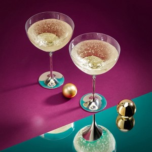 Royal Selangor Pewter Coupe Glass Pair - Domaine Collection Champagne Glasses Set of 2 Pieces Clear Elegant Cocktail Coupette Gift Box for Martini - 1 of 4