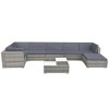 vidaXL 8-Piece Patio Lounge Set - Gray Poly Rattan with Comfortable Cushions, Versatile Configuration - Ideal for Garden and Patio Use - 4 of 4