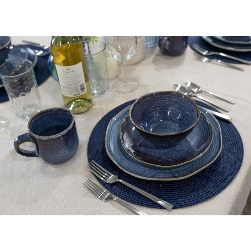 Elanze Designs Reactive Glaze Ceramic Stoneware Dinnerware 16 Piece Set - Service for 4, Purple Ombre Blue, 5 of 7