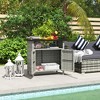 Outsunny Wicker Outdoor Storage Cabinet, Rattan Outdoor Towel Storage Unit with Two Doors, Shelf, Metal Top for Pool, Garden, Porch - 3 of 4