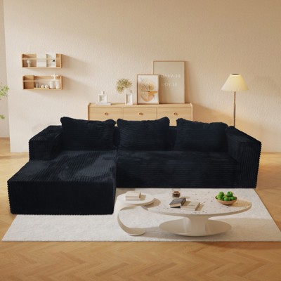 108 inch Modular Chenille Sectional Sofa L-Shape Convertible Loveseat Chaise 6 Pillows Free Combination Living Room