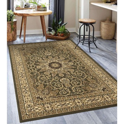 Luxe Weavers Oriental Floral Medallion Green 5x7 Area Rug : Target