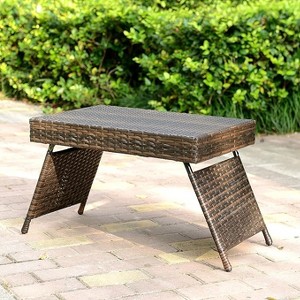 Portable Folding Wicker Table, brown - 1 of 4