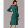 Seta T Women's Puff Long Sleeve Crewneck Tie Waist A-Line Ribbed Knit Midi Sweater Dress - 4 of 4